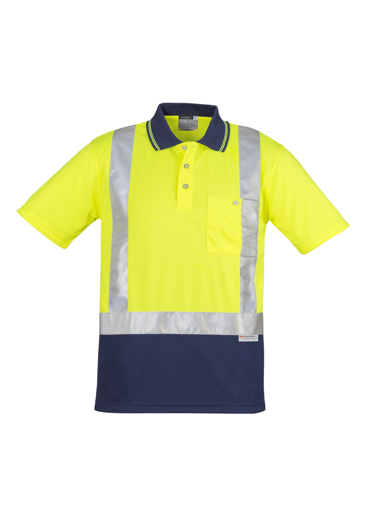 Mens Hi Vis Spliced Short Sleeve Polo - Shoulder Taped - Image 5