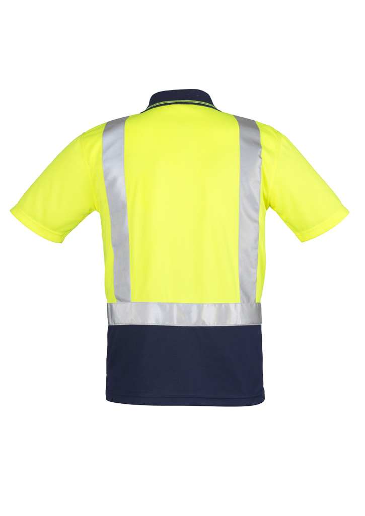 Mens Hi Vis Spliced Short Sleeve Polo - Shoulder Taped - Image 6