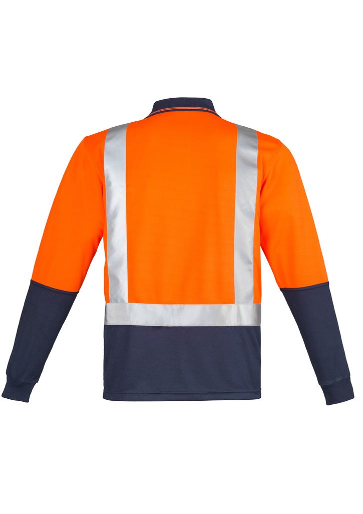 Mens Hi Vis Spliced Long Sleeve Polo - Shoulder Taped - Image 5