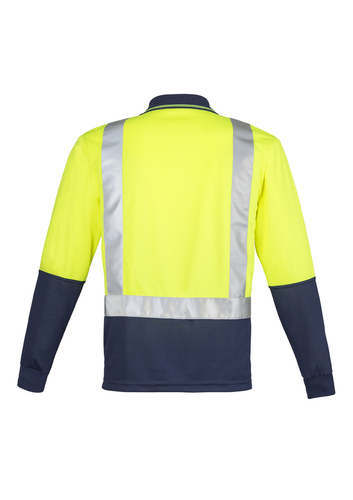 Mens Hi Vis Spliced Long Sleeve Polo - Shoulder Taped - Image 3