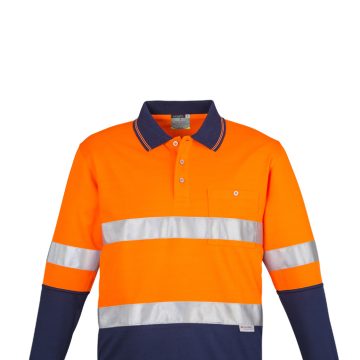 Mens Hi Vis Spliced Long Sleeve Polo - Hoop Taped
