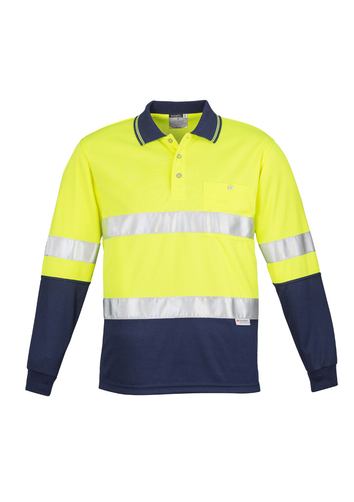 Mens Hi Vis Spliced Long Sleeve Polo - Hoop Taped - Image 5