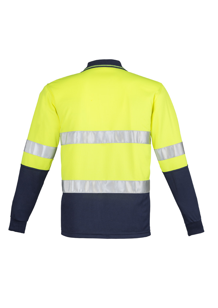 Mens Hi Vis Spliced Long Sleeve Polo - Hoop Taped - Image 6