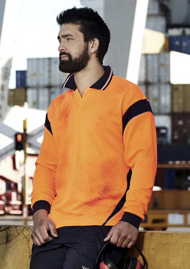 Mens Hi Vis Aztec Long Sleeve Polo - Image 6
