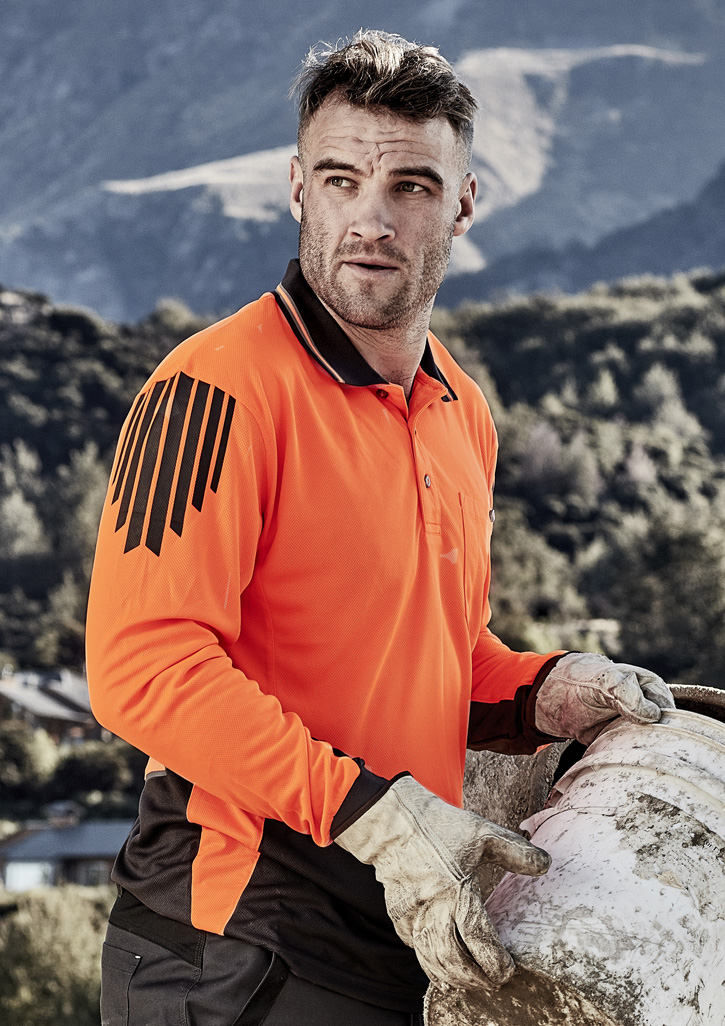 Mens Hi Vis Flux Long Sleeve Polo - Image 10
