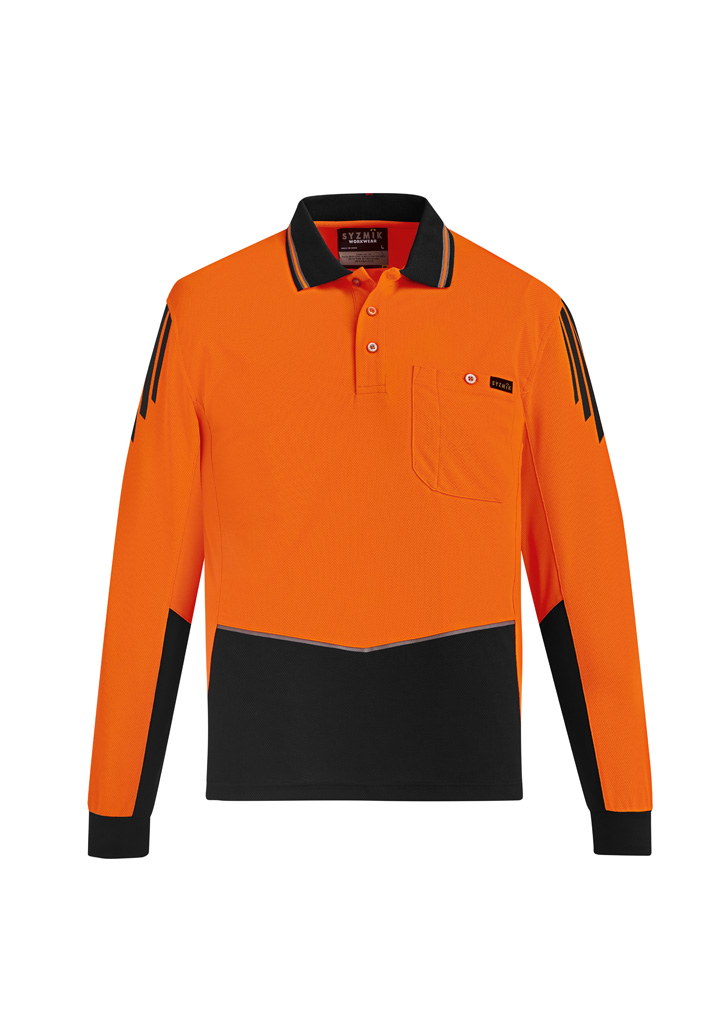 Mens Hi Vis Flux Long Sleeve Polo - Image 6