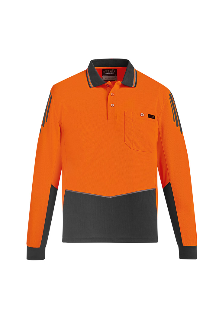 Mens Hi Vis Flux Long Sleeve Polo - Image 11