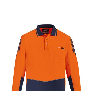 Mens Hi Vis Flux Long Sleeve Polo