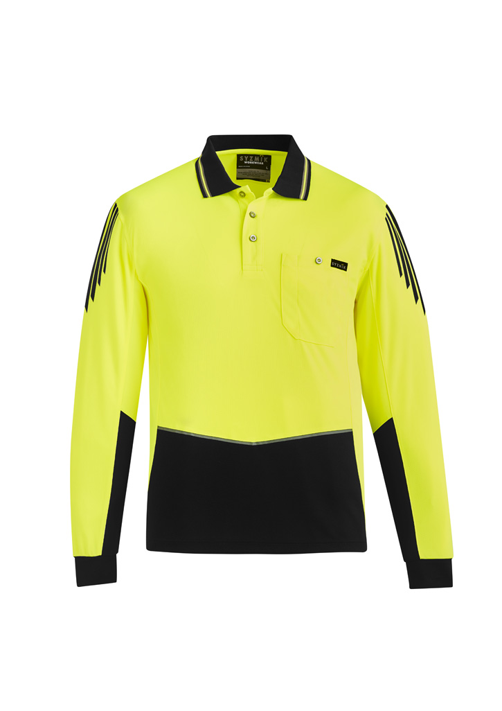 Mens Hi Vis Flux Long Sleeve Polo - Image 4