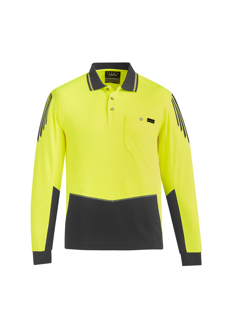 Mens Hi Vis Flux Long Sleeve Polo - Image 8