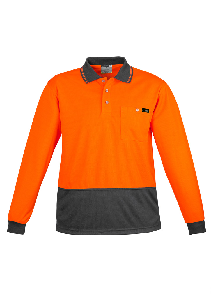 Mens Hi Vis Comfort Back Long Sleeve Polo - Image 8