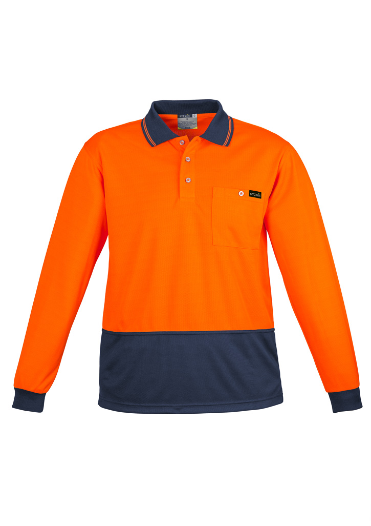 Mens Hi Vis Comfort Back Long Sleeve Polo - Image 4