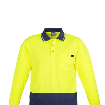 Mens Hi Vis Comfort Back Long Sleeve Polo