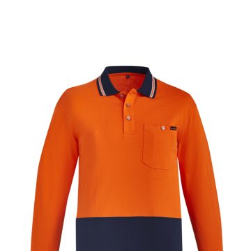 Mens Hi Vis Cotton Long Sleeve Polo