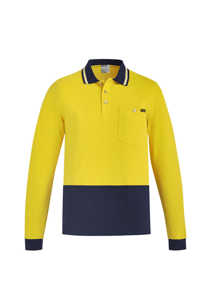 Mens Hi Vis Cotton Long Sleeve Polo - Image 4