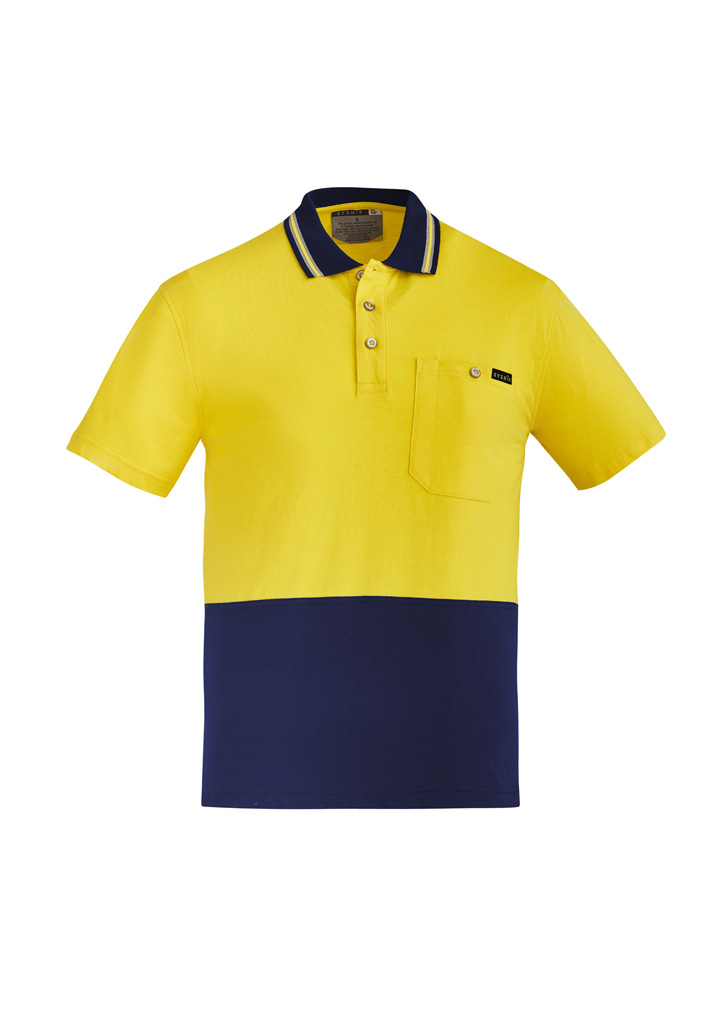 Mens Hi Vis Cotton Short Sleeve Polo - Image 4