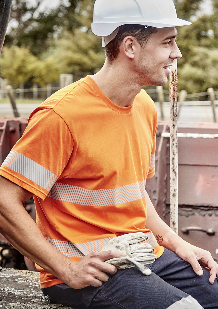 Mens Hi Vis Segmented Tape Cotton Tee - Image 3