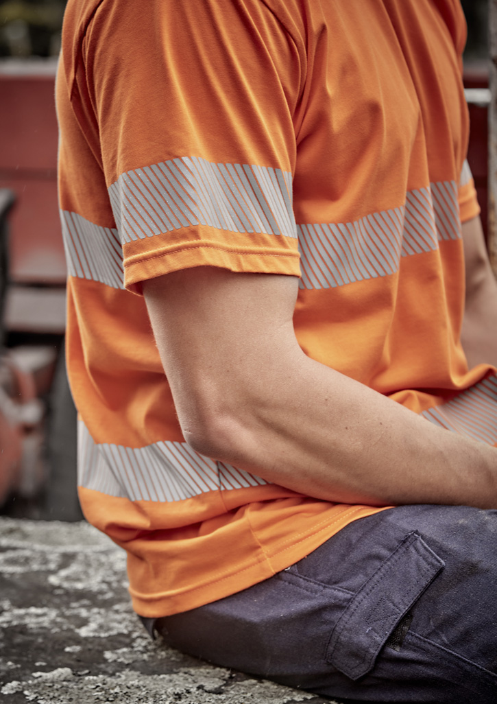 Mens Hi Vis Segmented Tape Cotton Tee - Image 4