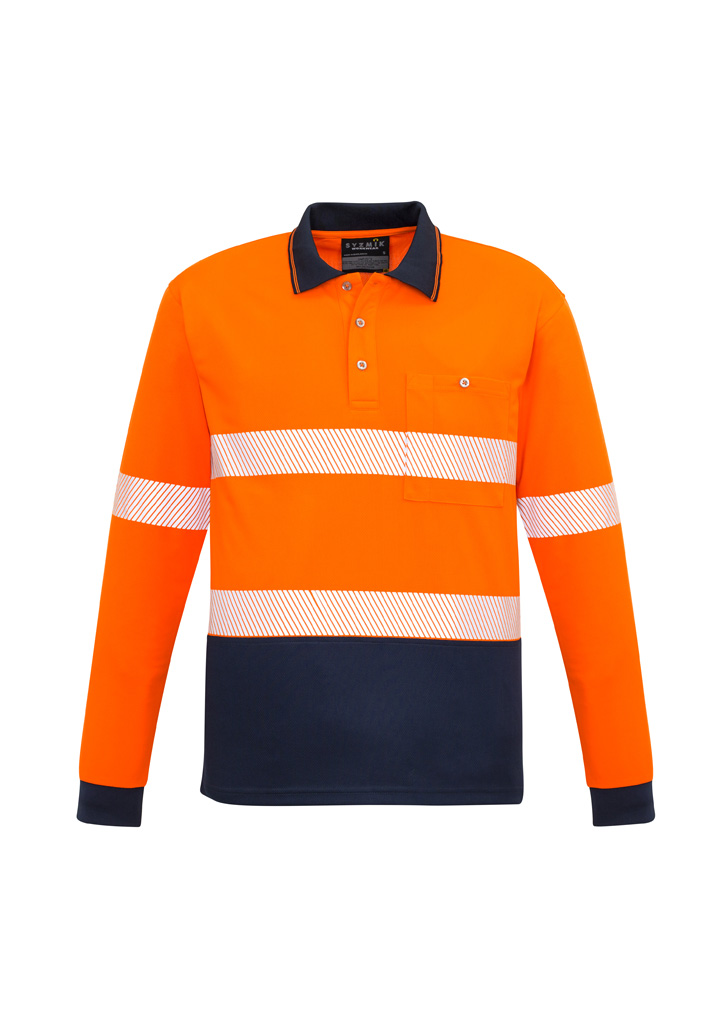 Unisex Hi Vis Segmented Tape Long Sleeve Polo - Image 4