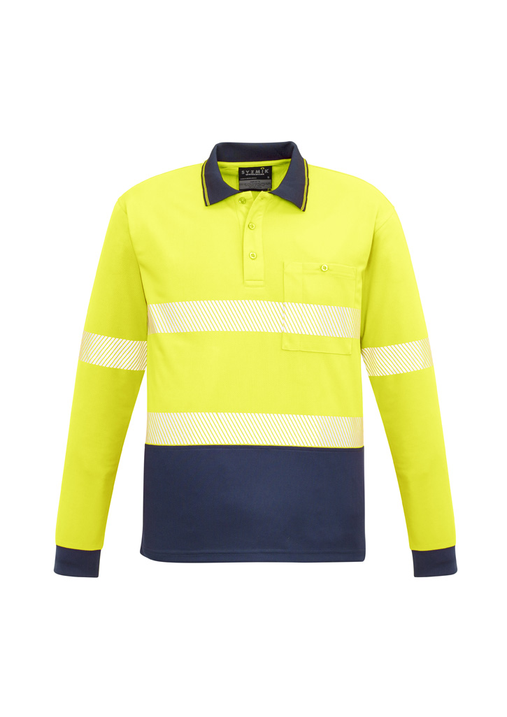 Unisex Hi Vis Segmented Tape Long Sleeve Polo - Image 6