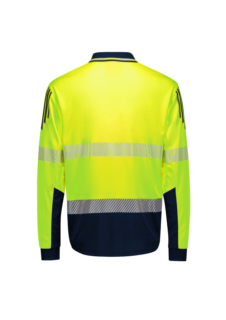 Mens Hi Vis Flux Segmented Tape Long Sleeve Polo - Image 5