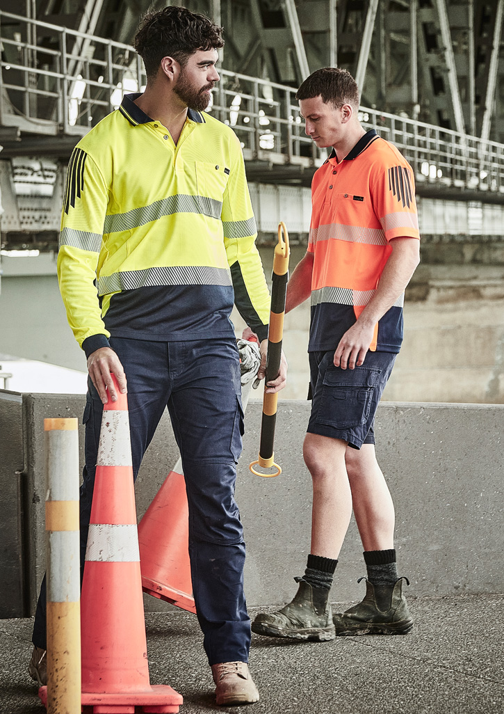 Mens Hi Vis Flux Segmented Tape Long Sleeve Polo - Image 3