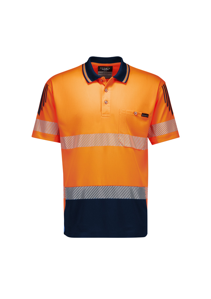 Mens Hi Vis Flux Segmented Tape Short Sleeve Polo - Image 7