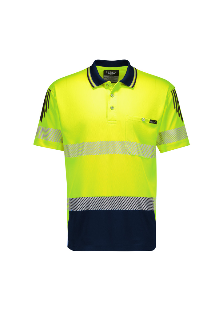 Mens Hi Vis Flux Segmented Tape Short Sleeve Polo - Image 2