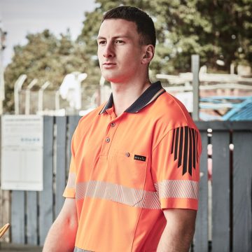 Mens Hi Vis Flux Segmented Tape Short Sleeve Polo