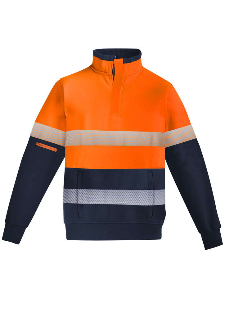 Mens Orange Flame Hi Vis 1/4 Zip Pullover - Hoop Taped - Image 2