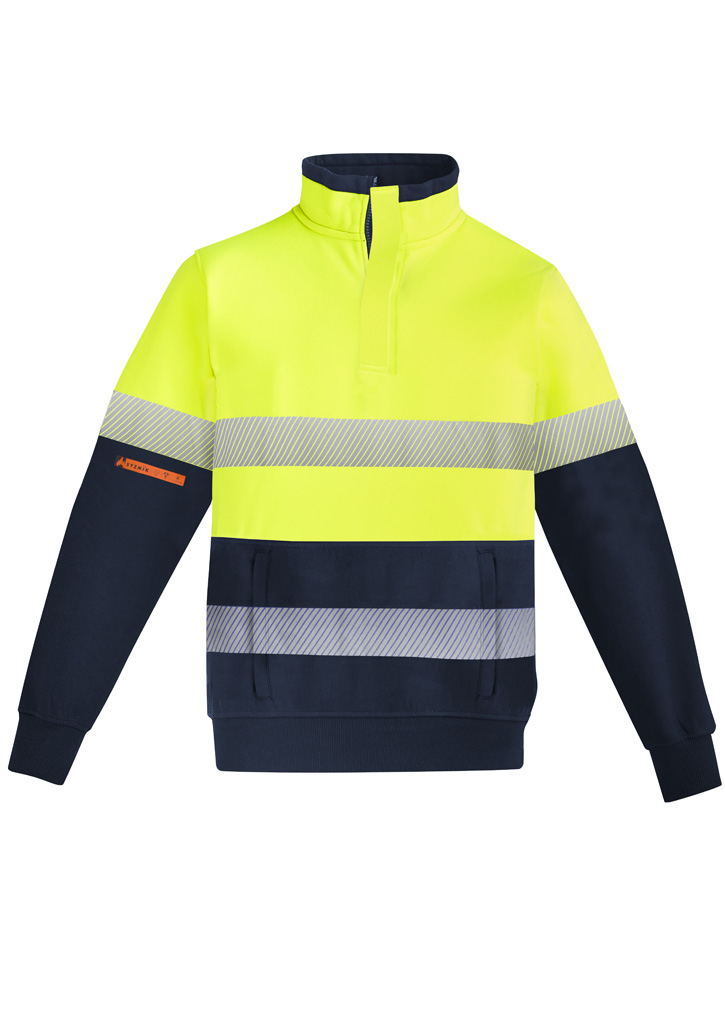 Mens Orange Flame Hi Vis 1/4 Zip Pullover - Hoop Taped - Image 4