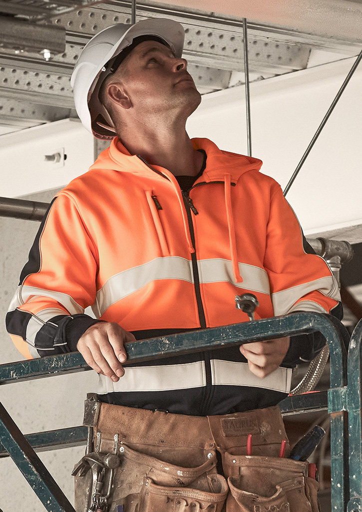 Unisex Hi Vis Full Zip Stretch Taped Hoodie - Image 8