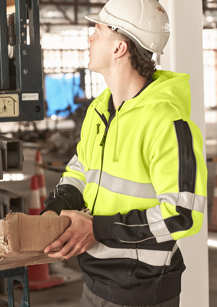 Unisex Hi Vis Full Zip Stretch Taped Hoodie