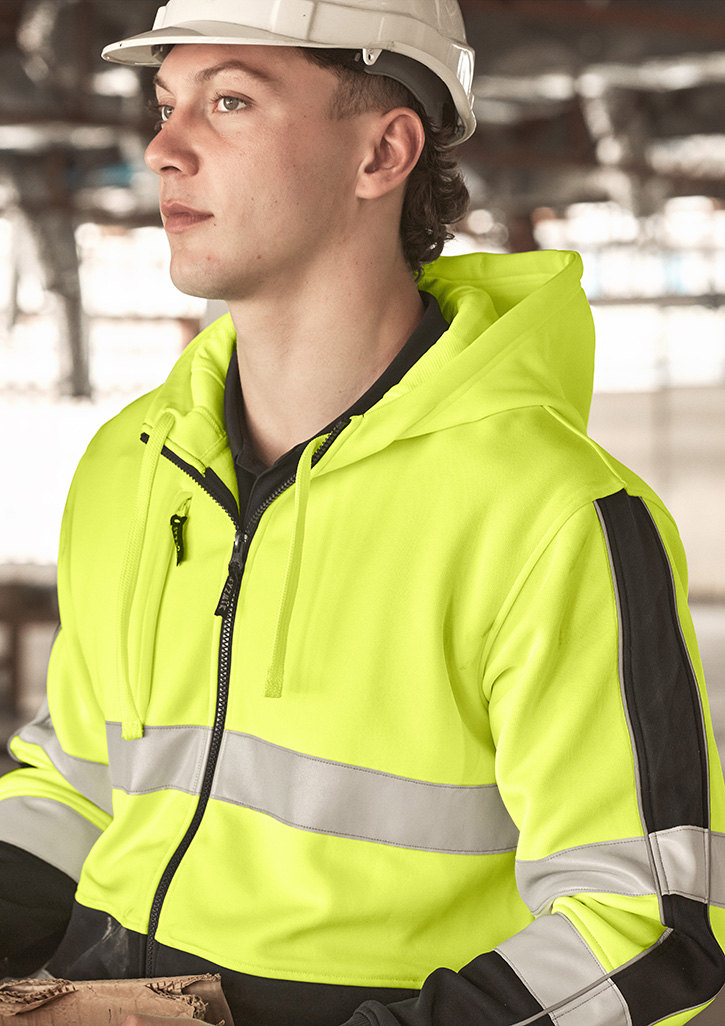 Unisex Hi Vis Full Zip Stretch Taped Hoodie - Image 3