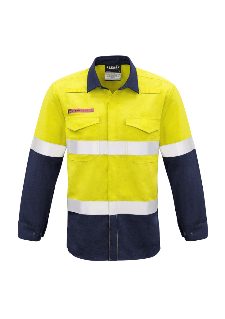 Mens Red Flame Hi Vis Shirt - Hoop Taped- Clearance