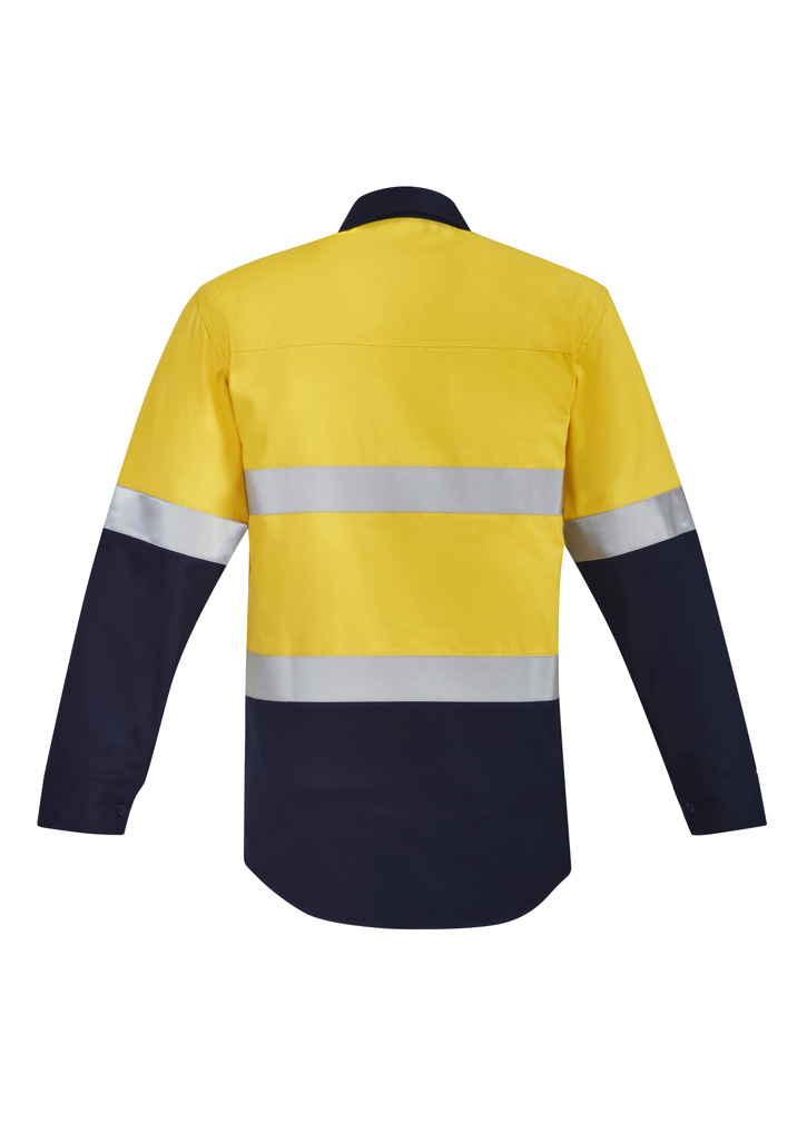 Mens Orange Flame Hi Vis Open Front Spliced Shirt - Hoop Taped - Image 4