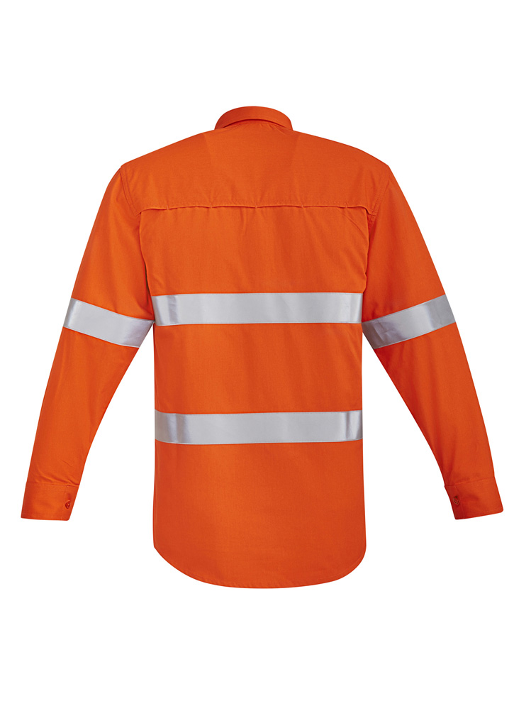 Mens Orange Flame Hi Vis Open Front Shirt - Hoop Taped - Image 3