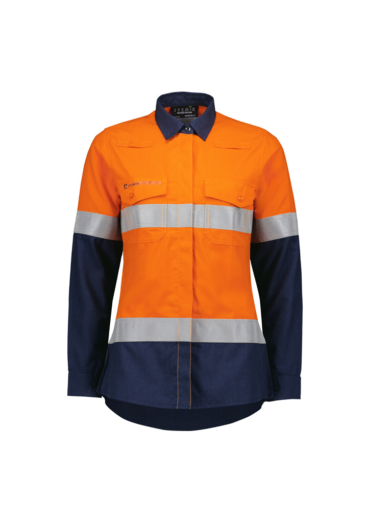 Womens Orange Flame Lightweight Ripstop Taped Shirt - Image 7