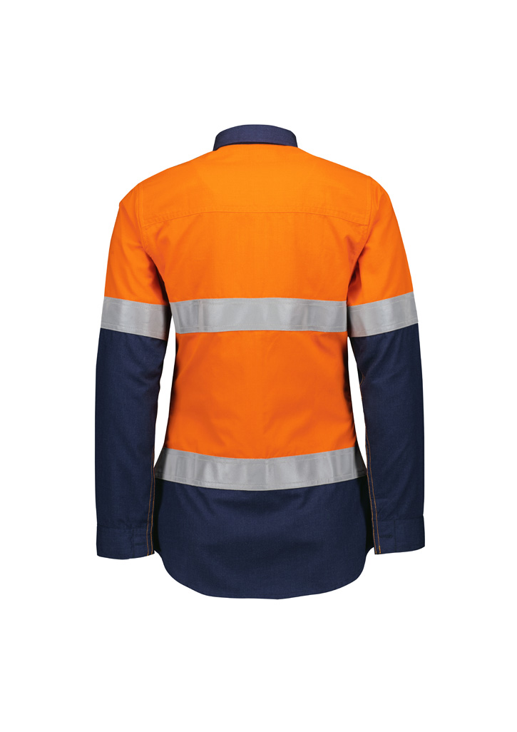 Womens Orange Flame Lightweight Ripstop Taped Shirt - Image 8