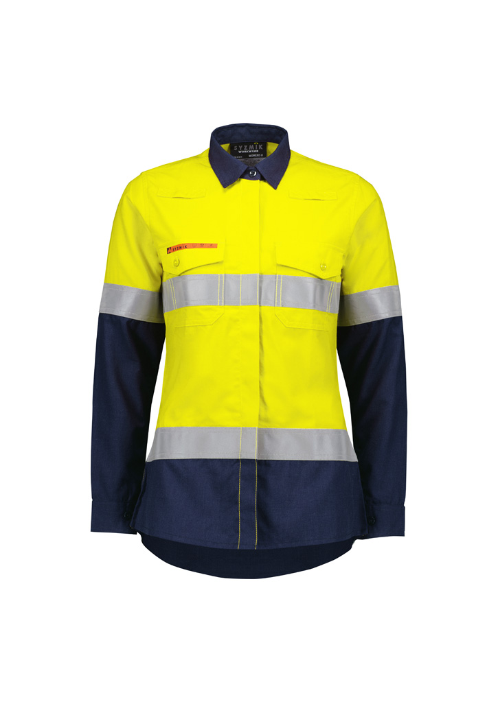 Womens Orange Flame Lightweight Ripstop Taped Shirt - Image 5