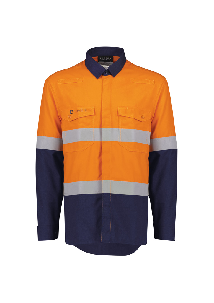 Mens Orange Flame Lightweight Ripstop Shirt - Hoop Taped - Image 10