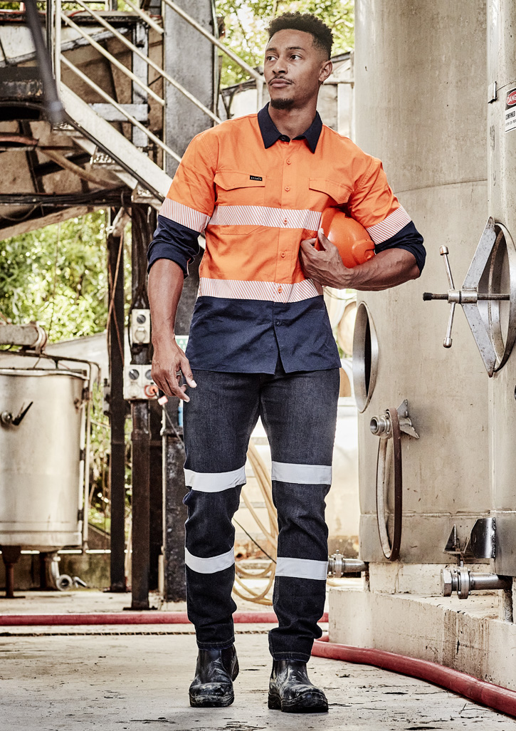 Mens Rugged Cooling Hi Vis Segmented Tape Long Sleeve Shirt - Image 3