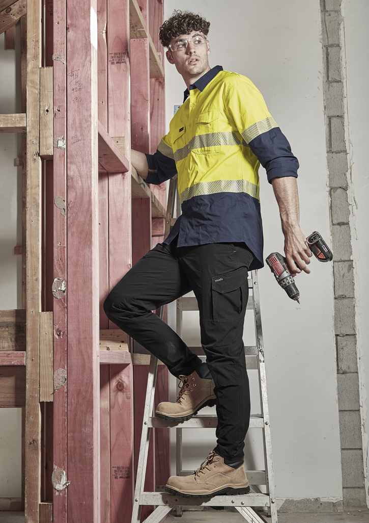 Mens Rugged Cooling Hi Vis Segmented Tape Long Sleeve Shirt - Image 7