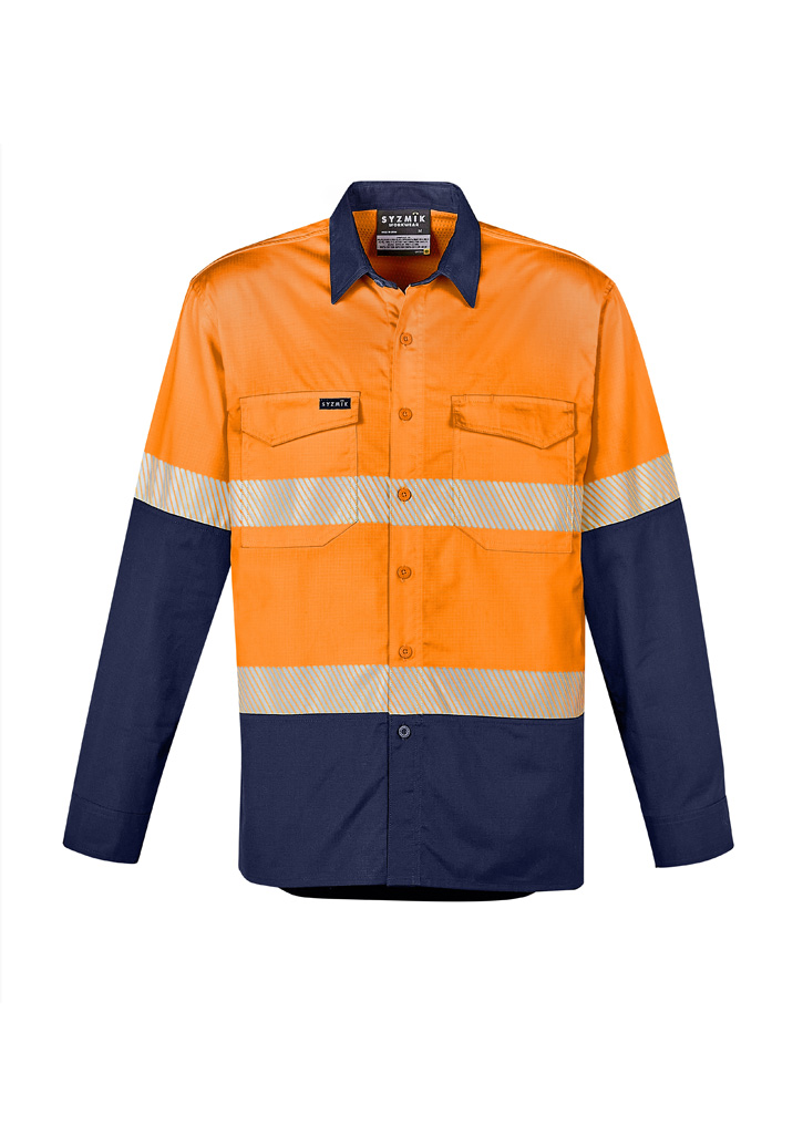 Mens Rugged Cooling Hi Vis Segmented Tape Long Sleeve Shirt - Image 5
