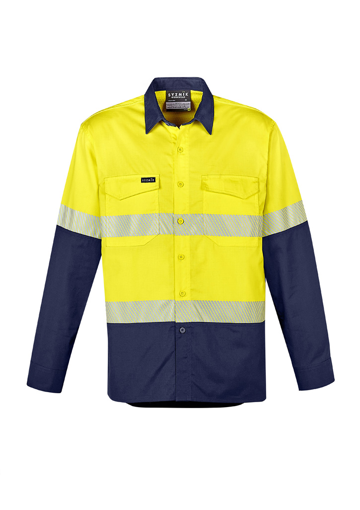 Mens Rugged Cooling Hi Vis Segmented Tape Long Sleeve Shirt - Image 9