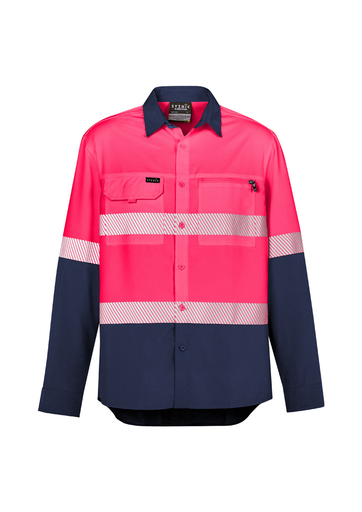 Mens Hi Vis Outdoor Segmented Tape Long Sleeve Shirt - Image 7