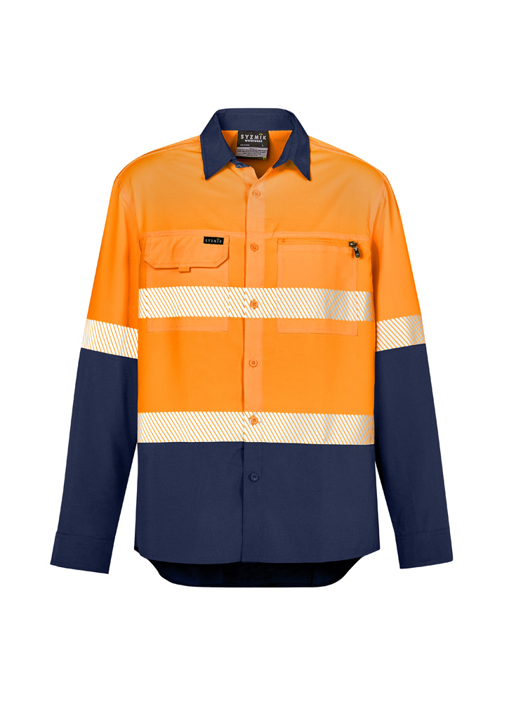 Mens Hi Vis Outdoor Segmented Tape Long Sleeve Shirt - Image 10