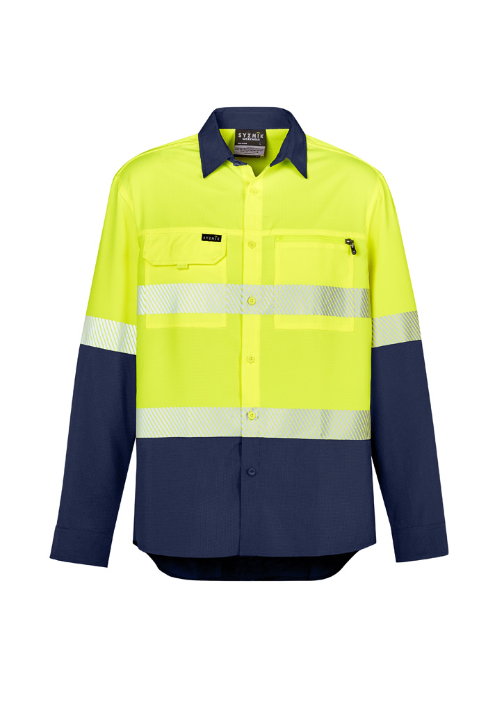 Mens Hi Vis Outdoor Segmented Tape Long Sleeve Shirt - Image 4
