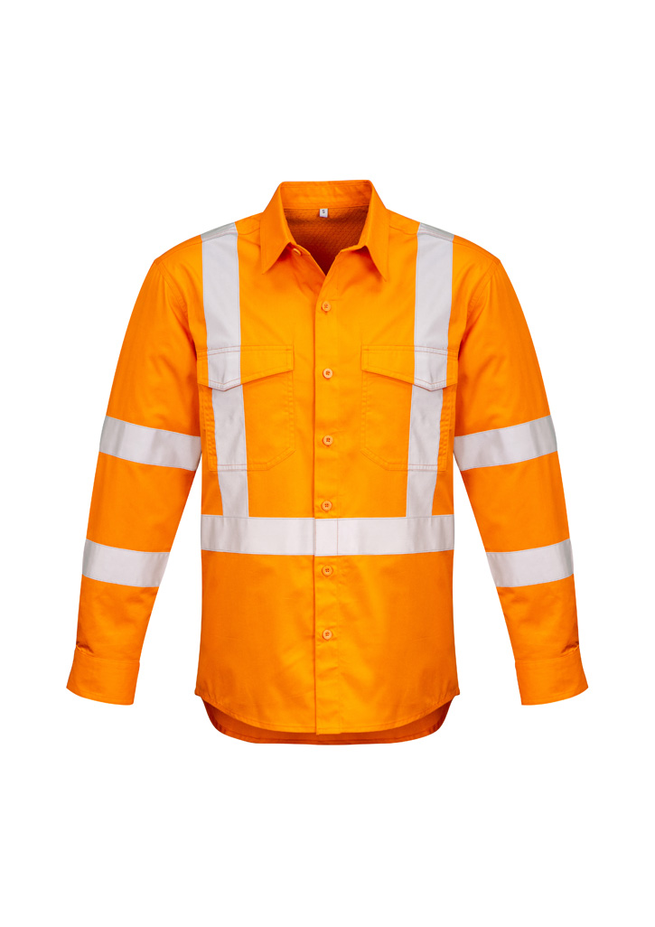 Mens Hi Vis X Back Taped Long Sleeve Shirt - Image 5