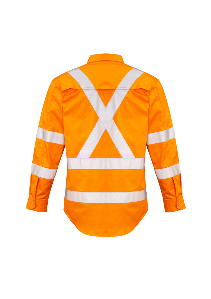 Mens Hi Vis X Back Taped Long Sleeve Shirt - Image 6